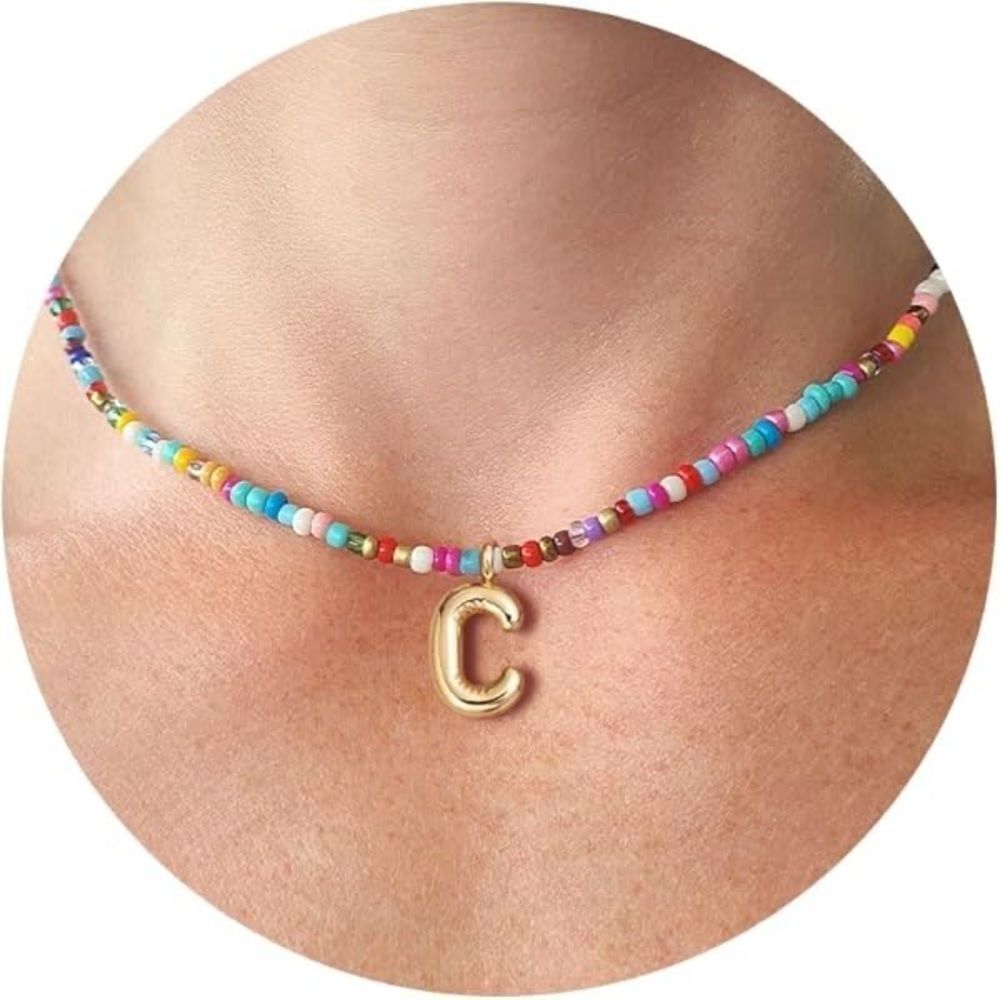 Initial Beaded Necklace  S1104